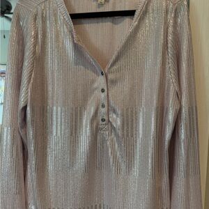 Pilcro Shimmering Pink Long Sleeve Top